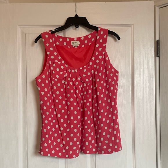 Kate Spade Sleeveless Pink Polka Dot Blouse - Picture 2 of 8